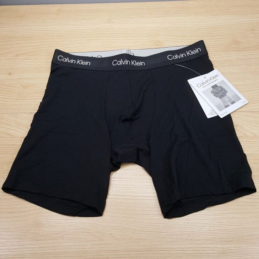 CALVIN KLEIN Boxer Brief Mens Small Solid Black Ultra Soft Modern Modal